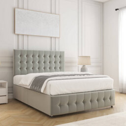 Bsspoke Eva Divan Bed Set Silver Plush Velvet 24Inch Headboard & Footboard No Mattress No Drawers In Single Double King 4Ft 6Ft - thumbnail 3