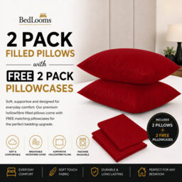 Bedlooms Red Free Plain Brushed Microfiber Pillowcase 50Cm X 75Cm, Soft Hypoallergenic Sofa Pillow And Bed Pillow, Set Of 2 - thumbnail 2
