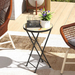 Outsunny Mosaic Garden Table, 35.5Cm Folding Coffee Table, Yellow