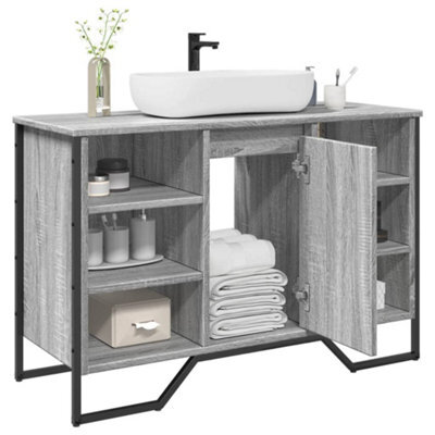 Berkfield Bathroom Sink Cabinet Grey Sonoma 91X35X60 Cm Engineered Wood - image 1