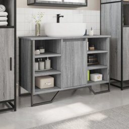Berkfield Bathroom Sink Cabinet Grey Sonoma 91X35X60 Cm Engineered Wood - thumbnail 3