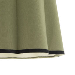 Happy Homewares Olive Green Linen Scallop Drum Lamp Shade With Black Cotton Trims - thumbnail 3