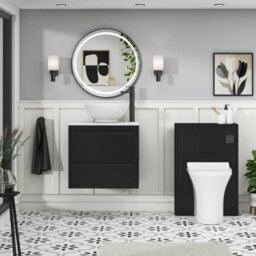Royal Bathrooms Royal Bathroom Elmore 600mm Matt Nocturne Black Wall Mounted Bathroom Vanity Unit 2 Drawer Plain White Worktop With Breeze Basin - thumbnail 5