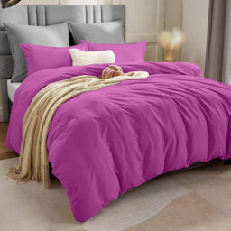 Ameha Plain 3-Piece Duvet Purple Quilt Cover Breathable Microfiber Reversible Single Set With Pillowcase 135 X 200 Cm - thumbnail 9