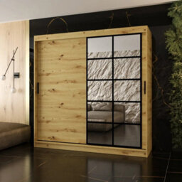 Arten Orlando Oak Artisan 200Cm Mirrored Sliding Wardrobe For Natural Bedroom Storage