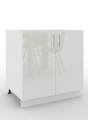 Jd Greta Adjustable Legs Kitchen Base Unit 800mm Storage Cabinet With Door Shelf 80Cm - White Gloss - image 1