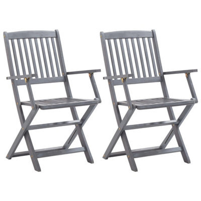 Berkfield Folding Outdoor Chairs 2 Pcs Solid Acacia Wood - image 1