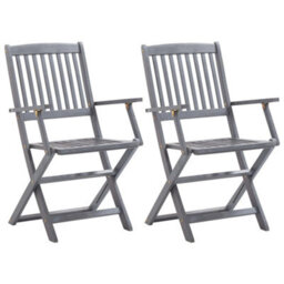 Berkfield Folding Outdoor Chairs 2 Pcs Solid Acacia Wood - thumbnail 1
