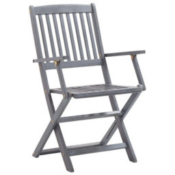 Berkfield Folding Outdoor Chairs 2 Pcs Solid Acacia Wood - thumbnail 2