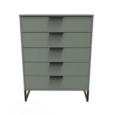 Beijing 5 Drawer Chest Of Drawers In Reed Green (Ready Assembled) - image 1