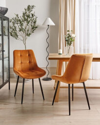 Beliani Set Of 2 Dining Chairs Melrose Velvet Orange - thumbnail 2