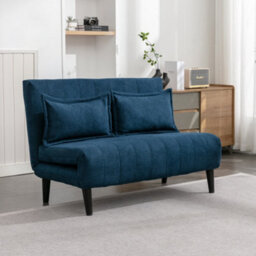 More4Homes Harper 2 Seater Folding Clic Clac Fabric Sofa Bed In Blue - thumbnail 1