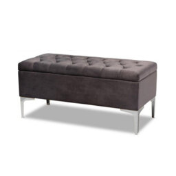 Modena Storage Ottoman Bench, Ottoman Footstool With Legs, 180Cm Plush Velvet Upholstered End Of Bed Bench, Steel Grey - thumbnail 4