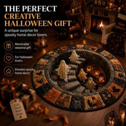 Amorly 120Cm 3D Optical Illusion Haunted Staircase Round Rug, 3D Halloween Optical Illusion Rug, Home Decor For Living Room Indoor Party - thumbnail 9