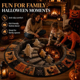 Amorly 120Cm 3D Optical Illusion Haunted Staircase Round Rug, 3D Halloween Optical Illusion Rug, Home Decor For Living Room Indoor Party - thumbnail 8