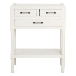 Orsina Pearl White Console Table For Hallway, Pine Wood  Wood Table For Home Décor With 3 Drawers