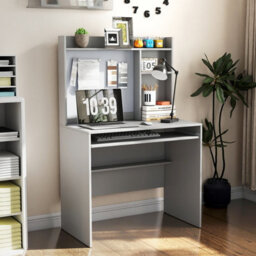 Gainoom Computer Desk Grey Home Office Desk W/ Magnetic Bulletin Board - thumbnail 7