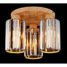 Luminosa Lighting Luminosa Run Shade Cluster Ceiling Light Wood Look K5 Crystals Smoke Colored 3X E27 - thumbnail 3