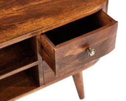 Elm Home And Garden Solid Dark Brown Wood Tv Video Unit 4 Drawers Retro H46 X W110 X D35Cm - thumbnail 3