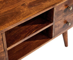 Elm Home And Garden Solid Dark Brown Wood Tv Video Unit 4 Drawers Retro H46 X W110 X D35Cm - thumbnail 2
