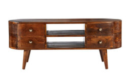 Elm Home And Garden Solid Dark Brown Wood Tv Video Unit 4 Drawers Retro H46 X W110 X D35Cm - thumbnail 5