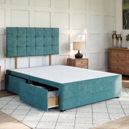 Divan Base Direct Wool Jade Platform Top Divan Bed Base 6Ft Super King With 2 End Drawers + Sicily Strutted Headboard - thumbnail 2