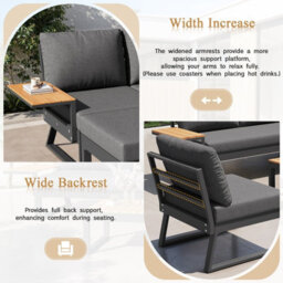 Fenchilin Garden Furniture Set Multi-Purpose Modular Corner Sofa Reclining Chair Daybed With Table - thumbnail 8