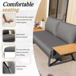 Fenchilin Garden Furniture Set Multi-Purpose Modular Corner Sofa Reclining Chair Daybed With Table - thumbnail 9