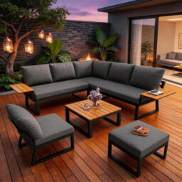 Fenchilin Garden Furniture Set Multi-Purpose Modular Corner Sofa Reclining Chair Daybed With Table - thumbnail 3