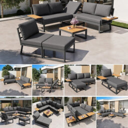 Fenchilin Garden Furniture Set Multi-Purpose Modular Corner Sofa Reclining Chair Daybed With Table - thumbnail 4