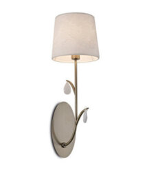 Luminosa Lighting Luminosa Andrea Wall Light, Antique Brass, White Shades, White Crystal Droplets