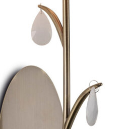Luminosa Lighting Luminosa Andrea Wall Light, Antique Brass, White Shades, White Crystal Droplets - thumbnail 5