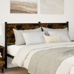 Berkfield Headboard Smoked Oak 140 Cm Engineered Wood And Steel - thumbnail 2