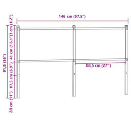 Berkfield Headboard Smoked Oak 140 Cm Engineered Wood And Steel - thumbnail 7