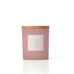Aroma Naturals Frosted Decadence Glass Candle - Pink Cherry & Vanilla Scent - thumbnail 1