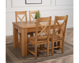 That's Furniture Dakota 127 X 82 Cm Chunky Oak Small Dining Table And 4 Chairs Dining Set With Berkeley Chairs - thumbnail 3