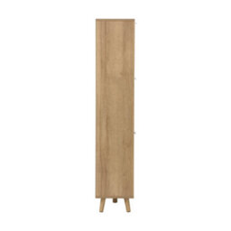 Sweeek - Shoe Cabinet Wood And Cane Decor 3 Drawers Natural 75X26X131 Cm - Eva - thumbnail 7