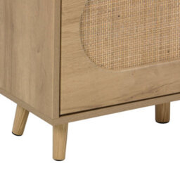 Sweeek - Shoe Cabinet Wood And Cane Decor 3 Drawers Natural 75X26X131 Cm - Eva - thumbnail 8
