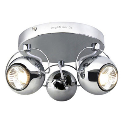 Long Life Lamps Company Chrome 3 Way Adjustable Eyeball Ceiling Spotlight Gu10 - image 1