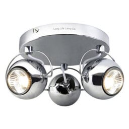Long Life Lamps Company Chrome 3 Way Adjustable Eyeball Ceiling Spotlight Gu10 - thumbnail 1
