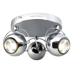 Long Life Lamps Company Chrome 3 Way Adjustable Eyeball Ceiling Spotlight Gu10