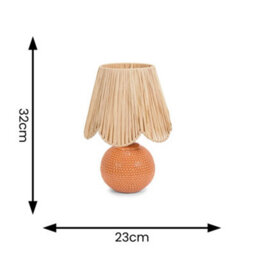 Valuelights Sebby Peach Ceramic Table Lamp With Natural Raffia Shade - Led Bulb Included - thumbnail 5