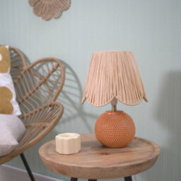 Valuelights Sebby Peach Ceramic Table Lamp With Natural Raffia Shade - Led Bulb Included - thumbnail 4