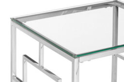 Orsina Contemporary Clear Glass And Silver Base End Table, Tempered Glass Top End Table, Stylish Bedside Table - thumbnail 4