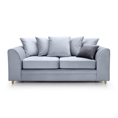 Abakus Direct Chicago Velvet 3 Seater Sofa In Silver Blue - image 1