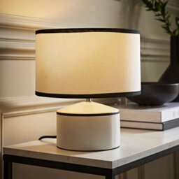 Valuelights Julia Black Trim Ceramic Table Lamp With Linen Shade