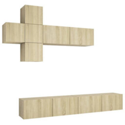 Berkfield 7 Piece Tv Cabinet Set Sonoma Oak Engineered Wood - thumbnail 2