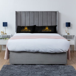 UKBEDFURNITURE Bella Grey Plush Wingback Divan Bed With 2 Foot End Drawers & 54 Inch Headboard - thumbnail 2