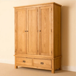 Lanner Oak Large Triple Wardrobe With 2 Drawers - By Roseland Furniture - thumbnail 5