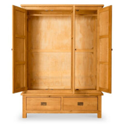 Lanner Oak Large Triple Wardrobe With 2 Drawers - By Roseland Furniture - thumbnail 4